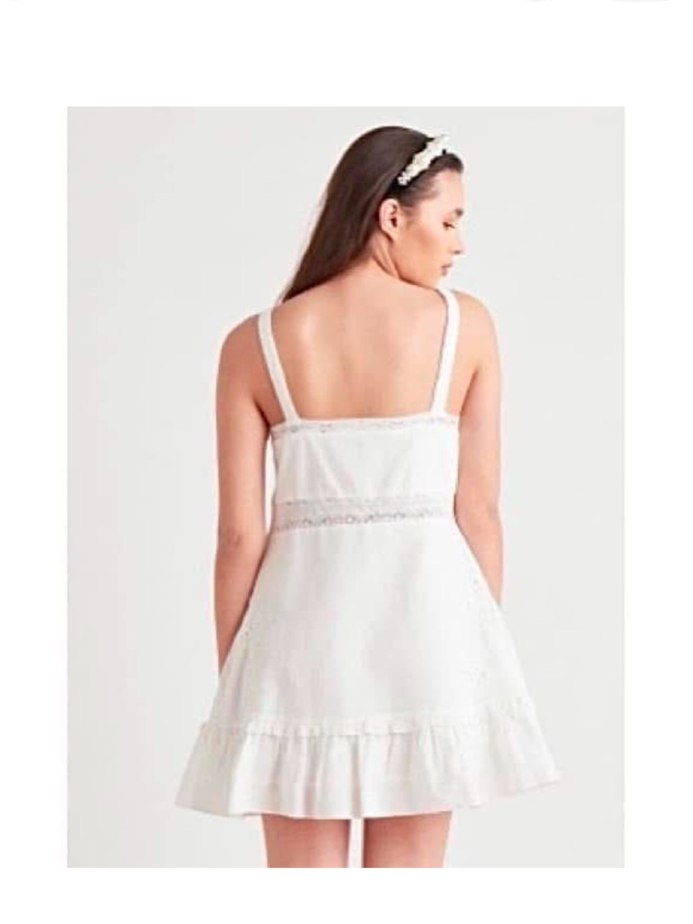 Zara White Cotton Eyelet Linen blend Sundress - Picture 5 of 5